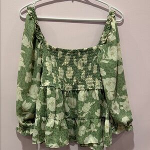 Floral Green off shoulder Women's Top
